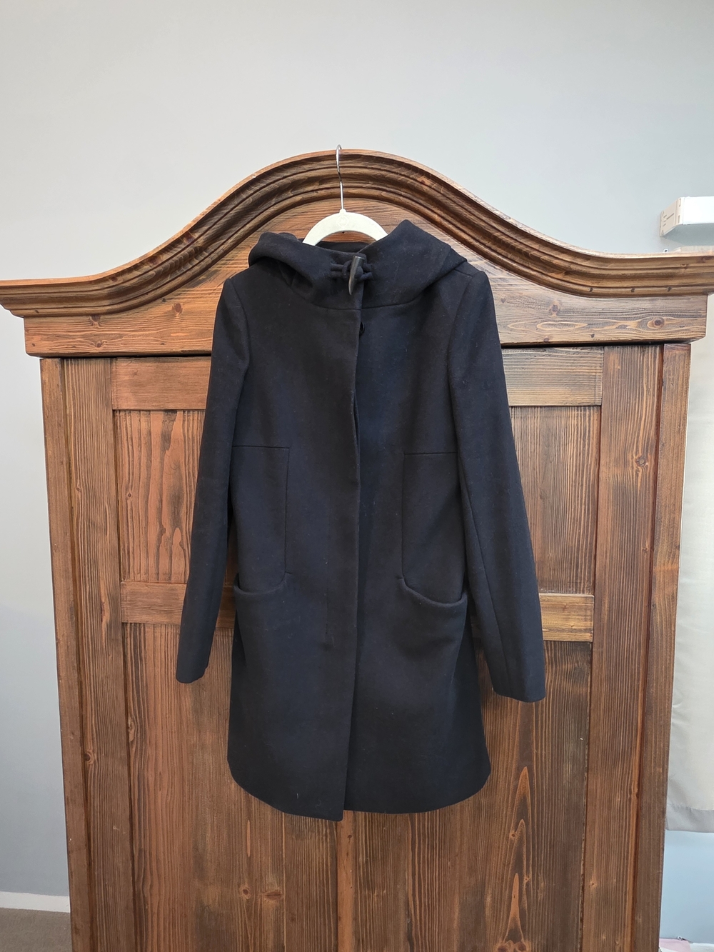 Babaton Aritizia Women's Black Hooded Pea Coat - Modern Tailored Style Size XS